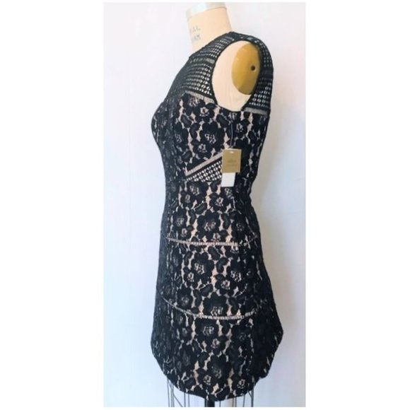 AIDAN MATTOX BLACK LACE FIT & FLARE SLEEVELESS MINI DRESS 0 NWT - Picture 3 of 10